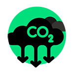 ícone que indica redução de consumo de CO2 através da Clarke Energia