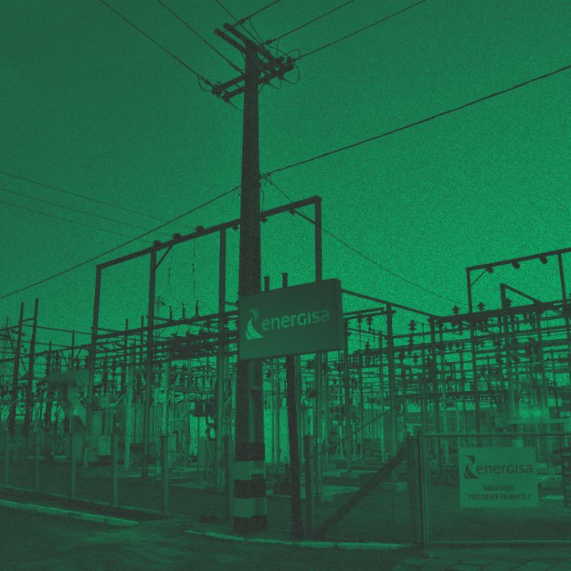 Foto com filtro verde das instalações da Energisa Sul-Sudeste.